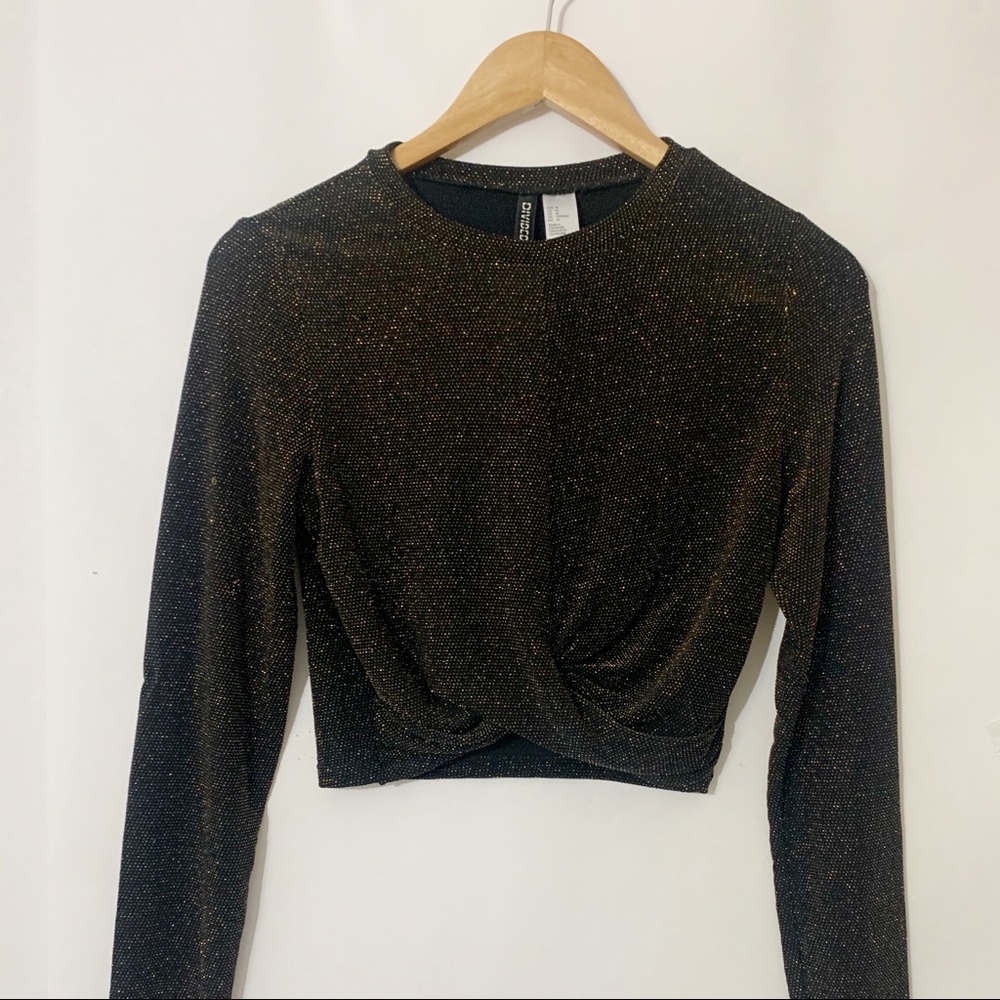 Glitter crop top- gold and back